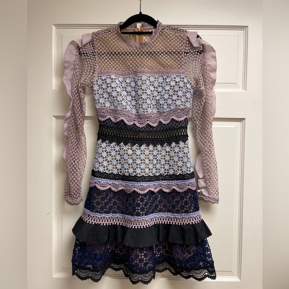 Self Portrait Bellis Lace Trim Designer Dress